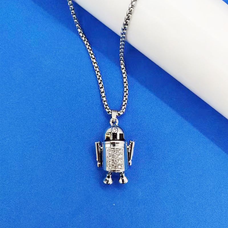 Wholesale Stainless Steel Movable Robot Pendant Creative Necklace